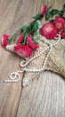 Starfish with flowers and pearls