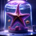 Starfish in a glass jar. 3d rendering, 3d illustration. Generative AI