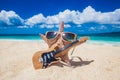 Starfish guitar player on beach Royalty Free Stock Photo