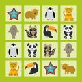 Starfish hamster Penguin leopard seal raccoon panda toucan Finding the Same Picture Educational game for Preschool Children Royalty Free Stock Photo