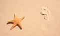 Starfish With Human Footprint Royalty Free Stock Photo