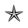 Starfish Icon, Star Shaped Echinoderm Marine Creature Black Logo, Seaside Fauna Zoo Habitat Isolated