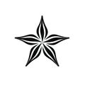Starfish Icon, Star Shaped Echinoderm Marine Creature Black Logo, Seaside Fauna Zoo Habitat Isolated