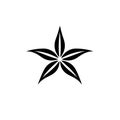 Starfish Icon, Star Shaped Echinoderm Marine Creature Black Logo, Seaside Fauna Zoo Habitat Isolated