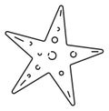 Starfish icon. Underwater sea animal in black line style