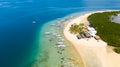 Starfish Island, Puerto Princesa, Palawan.Lots of boats on the beach, tourist route. Island hopping Tour at Honda Bay Royalty Free Stock Photo