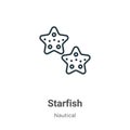 Starfish outline vector icon. Thin line black starfish icon, flat vector simple element illustration from editable nautical Royalty Free Stock Photo