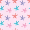 Starfish Pattern on pink background. Vector Royalty Free Stock Photo