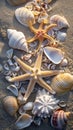 Starfish and Sea Shells on Beach, Natures Treasures Uncovered