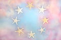 Starfish Shell Minimal Wreath on Sky Cloud Background