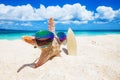 Starfish surfer on tropical beach Royalty Free Stock Photo