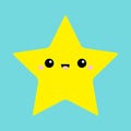 Starfish toy icon. Cute kawaii cartoon funny baby character. Sea ocean animal collection. Yellow star. Flat design. Kids print. Royalty Free Stock Photo