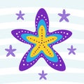 Starfish under water. Vector Illustration for printing, backgrounds, covers, packaging, greeting cards, posters, stickers, textile