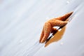 Starfish on wet sand Royalty Free Stock Photo