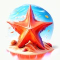 Starfish on white background. 3d rendering, 3d illustration. AI generated