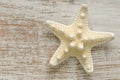 starfish on white shabby chic background.Summer nautical decor.Background in a marine style