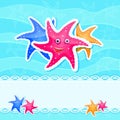 Starfishes at Blue Sea Background Card