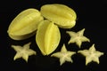 Starfruit on black background