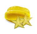 Starfruit isolated vector realistic. Exotic carambola fruit sliced. product placement 3d illustrations