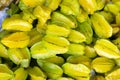 Starfruit at a stall in the central fruit and vegetable market in Arequipa, Peru. Royalty Free Stock Photo