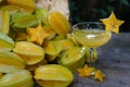 Starfruits and Starfruit juice Royalty Free Stock Photo