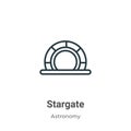 Stargate outline vector icon. Thin line black stargate icon, flat vector simple element illustration from editable astronomy