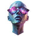 stargazer with glowing patterns of distant galaxies inside the eyes, low poly on a white background Royalty Free Stock Photo