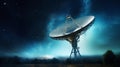 Stargazing Science: Radio Telescope Aiming at the Night Sky. Generative ai Royalty Free Stock Photo