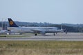 5Starhansa airplane doing taxi in Munich Airport, MUC, Germany