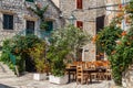 Street in the historic centre of Stari Grad town on Hvar island, Croatia Royalty Free Stock Photo