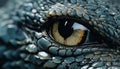 Staring reptile, dangerous crocodile, selective focus on its green eye generated by AI Royalty Free Stock Photo