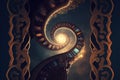 Staring up infinite climbing celestial library spiraling towards light