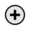 Black Plus Sign Symbol Inside a White Circle with Black Outline addition positive Royalty Free Stock Photo