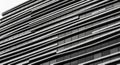 Abstract Black and White Close-up of a Modern Building Facade with Horizontal Lines and Windows Royalty Free Stock Photo