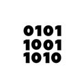 A stark black and white image depicting a sequence of binary digits, representing the fundamental code that underlies