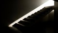 Stark concrete staircase ascends into bright natural light creating dramatic shadows and minimalist architectural contrast Royalty Free Stock Photo