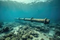 A stark contrast between the beauty of the ocean and the destruction of war. The image is a call for peace Royalty Free Stock Photo