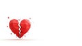 Vivid Red Broken Heart Illustration on White - Representing Anguish, Separation, and Emotional Turmoil. Royalty Free Stock Photo