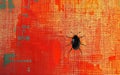 A stark minimalist depiction of a lone pixel bug disrupting the uniformity of a computer screen symbolizing a minor software bug