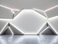 Stark Minimalist Futuristic 3D Geometric Studio Setting with Radiant Neon Glow