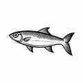 Stark And Sleek: A Black And White Fish Illustration With Metallic Finish