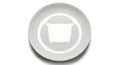 Minimalist Overhead View of Empty Light Gray Ceramic Dinner Plate on White Background with Copy Space Royalty Free Stock Photo