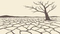 Bare Tree on Cracked Dry Earth, Drought Environmental Impact, vector design Generative AI Royalty Free Stock Photo