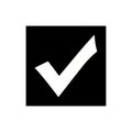 White Check Mark Inside a Black Square on a White Background tick correct Royalty Free Stock Photo