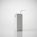 Minimalist White Juice Box with a White Straw on a White Background carton drink Royalty Free Stock Photo