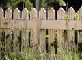 White picket fence in a field