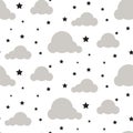 Starlight night sky seamless vector pattern.