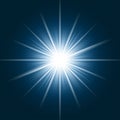 Starlight Shining flare with rays on dark blue gradient background and chevron pattern texture