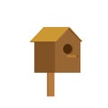 Starling house is isolated. House for birds. Vector illustration Royalty Free Stock Photo