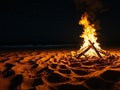 Starlit Beach Campfire Royalty Free Stock Photo